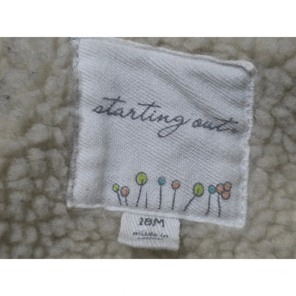 Starting Out Kids Faux Leather Sherpa Lined Hooded Brwon Jacket 18M‎